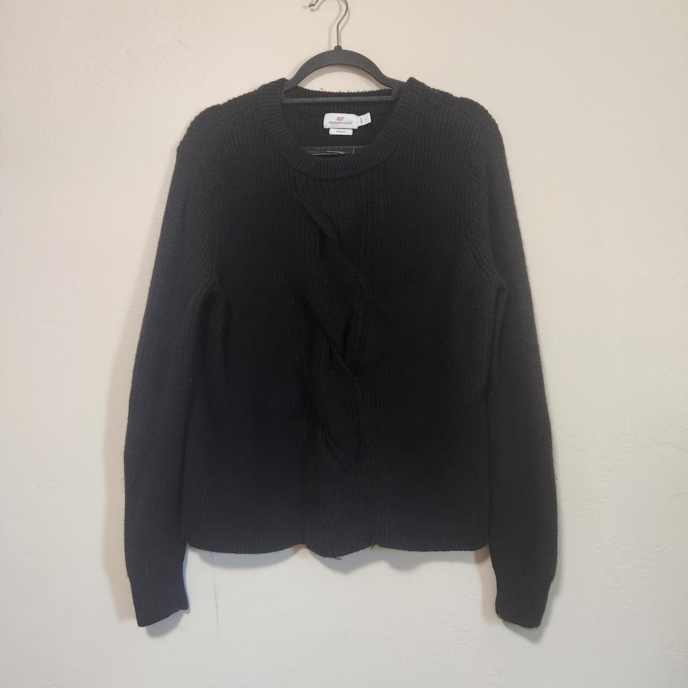 Vineyard Vines Black Wool Crew Neck Sweater Womens Size Large